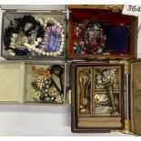 Four boxes of mixed costume jewellery.