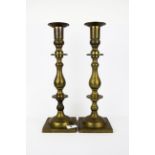 A pair of large brass candlesticks, H. 39cm.