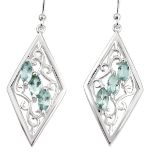 A pair of 925 silver drop earrings set with marquise cut blue topaz, L. 4.5cm.