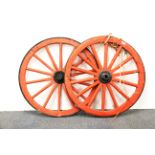 Two antique cart wheels, Dia. 77cm.