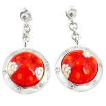 A pair of 925 silver drop earrings set with Murano glass millefiori, L. 3cm.