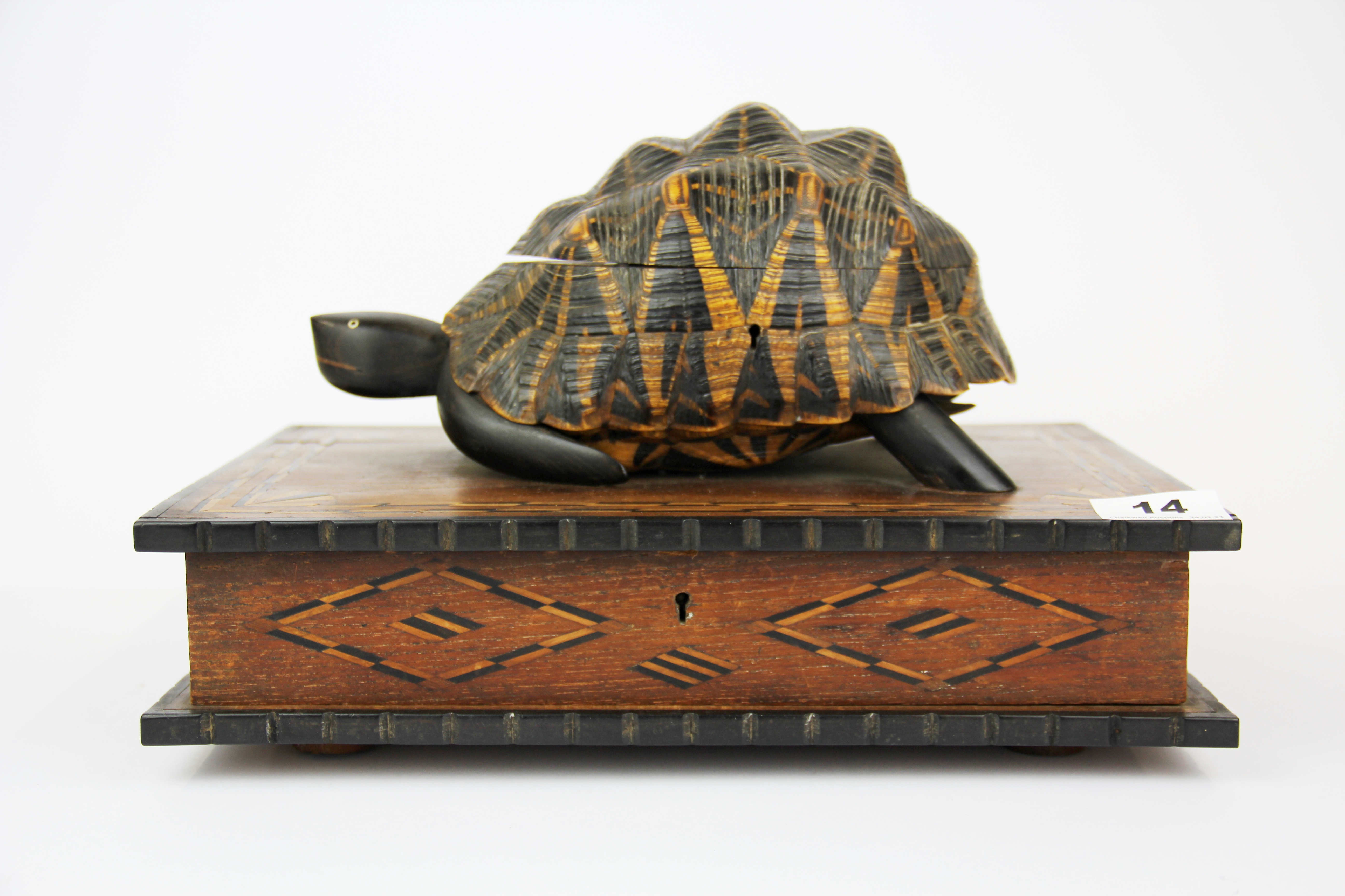 A 19th century colonial inlaid workbox, with a tortoiseshell and inlaid jewellery box on the lid, 33