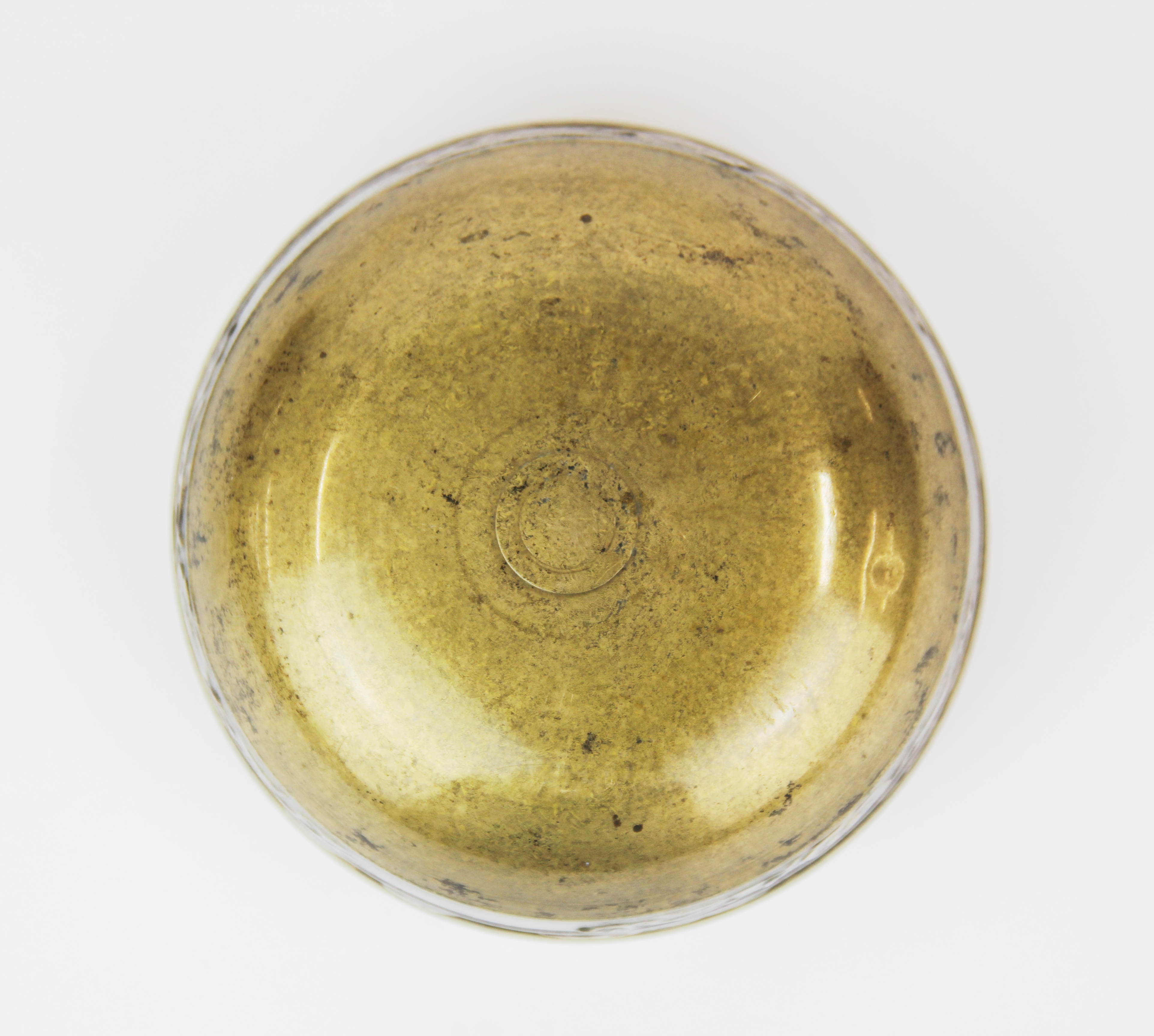 A 19th / early 20th century Tibetan bronze alms bowl, Dia. 12.5cm, H. 6cm. - Image 3 of 3