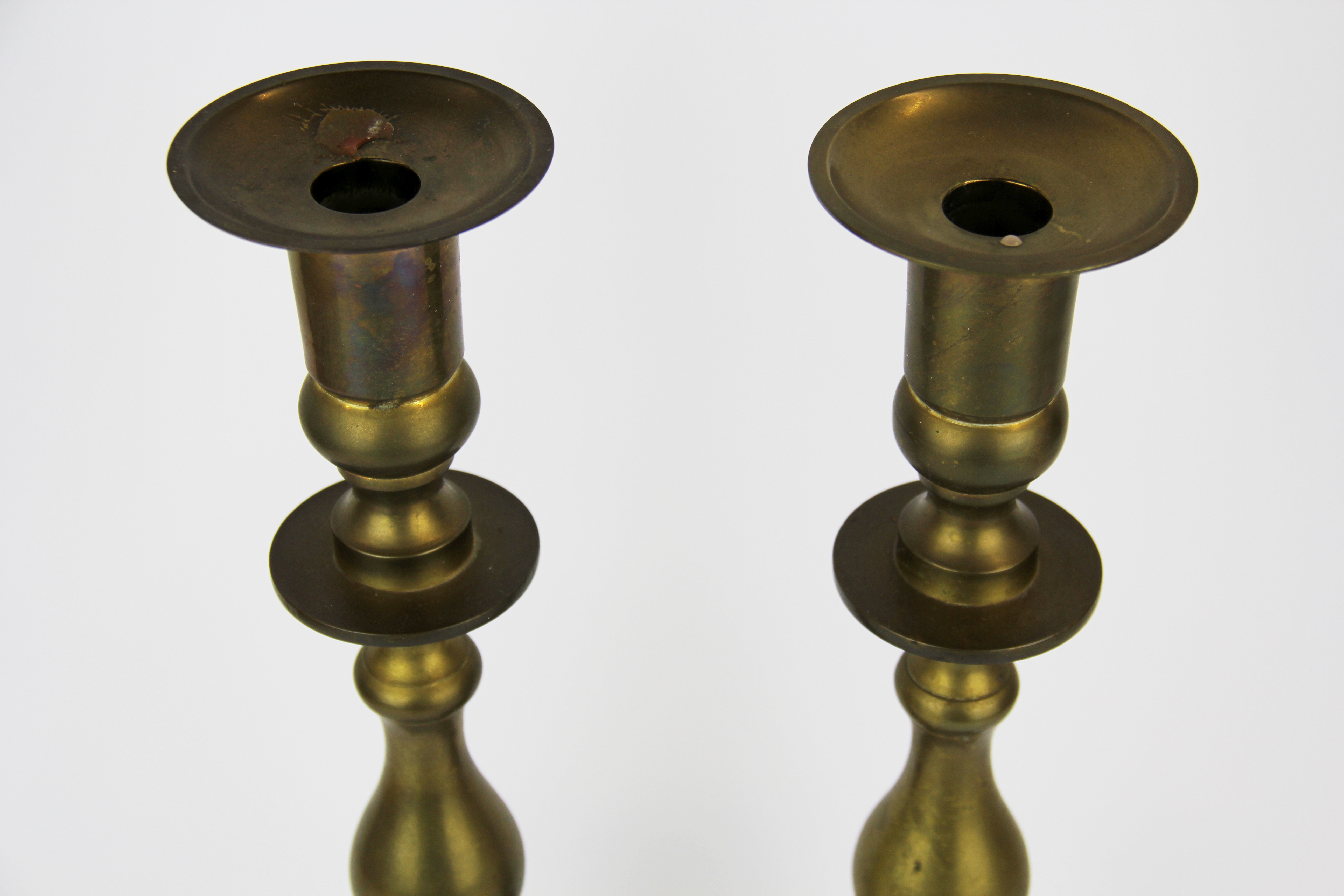 A pair of large brass candlesticks, H. 39cm. - Image 2 of 3