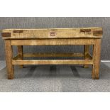 A large free standing butchers block, 62 x 153 x 82cm.