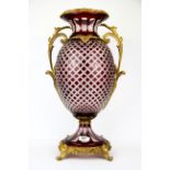 An ormolu mounted Bohemian cut glass vase, H. 52cm.