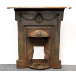 A Victorian cast iron fireplace, fireplace W. 78cm. Mantle A/F.