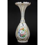 A lovely early 19th century hand painted and gilt Bohemian cut glass vase, H. 31cm, a/f to rim.