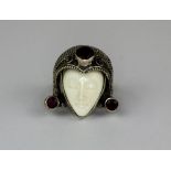 An art deco style 925 silver ruby set ring.(Q)