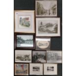 A framed watercolour and a group of Southend area framed pictures, largest framed, 45 x 32cm.