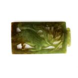 A Chinese carved jade/hardstone amulet decorated with a crane, L. 8.5cm.