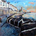 Susan Isaac, "Towards the Evening Light, Porthleven", unframed oil on canvas, 2016, 76 x 76cm.