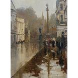 Ian Layton, "Lower Regent Street London", unframed oil on board, 2020, 14 x 12in. UK shipping