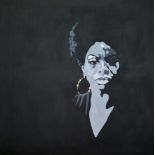 Nadezhda, "Nina Simone", unframed acrylic and 23ct gold leaf on canvas, 139 x 139cm. Shipping