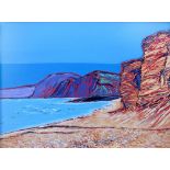 Jill Temporal, "Freshwater Bay right view", unframed acrylic on canvas board, 2019, 12 x 16in.