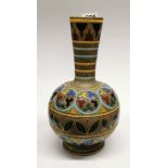 A hand painted and gilt Sarreguemines stoneware vase, H. 29cm.