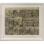 A framed 16th C. engraving of the Proud Primacy of Popes , in a modern frame, 64 x 54cm.