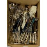 An extensive silver plated cutlery set.