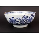 A Chinese Qing Dynasty export porcelain bowl decorated with flowers. D. 24cm, H. 10.5cm.