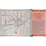 A large vintage London Underground Map and a London state visit poster, H. 101cm.