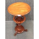 A 19th C. turned mahogany smokers stand / wine table, H. 68cm x dia. 42cm.