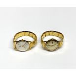 Two gold plated gents mechanical watches, understood to be in working order.