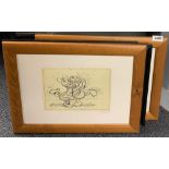 A group of five framed reproduction Disney prints of 1940's cartoons, frame size 47 x 37cm.