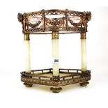 A French 19th century gilt metal and alabaster ornamental centrepiece, 29 x 29 x 19cm.