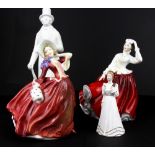 Two Royal Doulton lady figures, Gail HN2937 and Autumn breezes (2nd) with two further porcelain