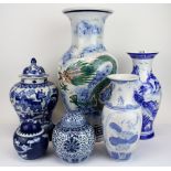 A group of mixed Chinese porcelain items, largest 45cm.