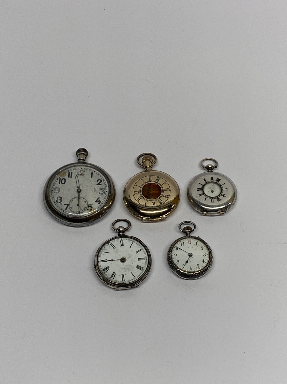 A group of silver (2) and other pocket watches.