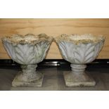 A pair of vintage concrete garden urns, H. 40cm. Dia. 43cm.