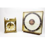 An 1950's/60's Junghans brass mantle clock with a further Junghans electric clock, H. 23cm.