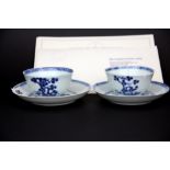 Two 18th century Chinese export porcelain tea bowls and saucers from the Nanking Cargo. Saucer D.