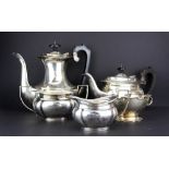 A four piece hallmarked silver tea and coffee set, Birmingham, c. 1928. approx 1540 grams.