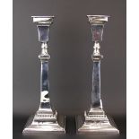 A pair of hallmarked silver candlesticks, London, c. 1960, approx. 580gr, H. 27cm.