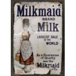 A original enamelled metal sign for Milk Maid brand milk, 41 x 61cm. A/F