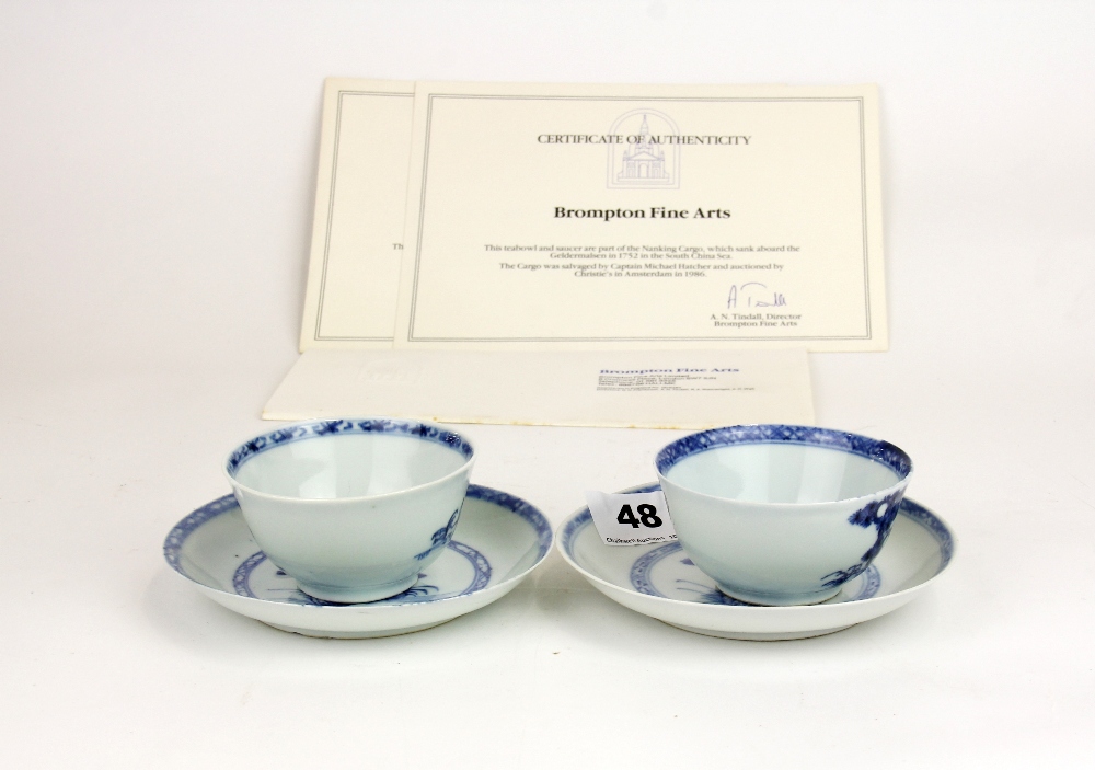 Two 18th century Chinese export porcelain tea bowls and saucers from the Nanking Cargo. Saucer D. - Image 2 of 4