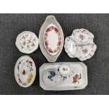 A Royal Worcester serving tray and hot pot together with other china items.