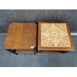 A 1970's tile topped coffee table together with a further coffee table, 50 x 50 x 50cm, 47 x 47 x 50