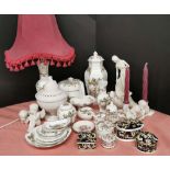A quantity of Staffordshire Pagoda pattern porcelain items and other porcelain items.