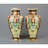 A pair of hand painted Noritake porcelain vases, H. 30cm.