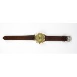 A gentleman's 18ct yellow gold Swiss chronograph manual wristwatch, understood to be in working