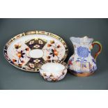 A Royal Crown Derby oval dish with a matching Crown Derby bowl A/F and an early Masons ironstone