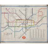 A large vintage London Underground map, D. 101cm.