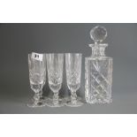 A Royal Brierley cut crystal decanter and six glasses with boxes.