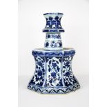 A Chinese hand painted porcelain candle stand, H. 29cm.