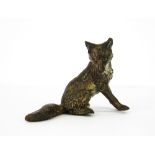 An Austrian style cold painted bronze figure of a fox, H. 6cm.