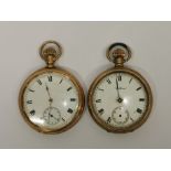 Two gold plated open face pocket watches.