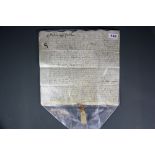 An early hand written document on vellum c. 1580 (Queen Elizabeth I), being a marriage agreement